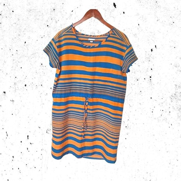 GAP Dresses & Skirts - Gap Designed and Crafted Striped Blue & Orange Shirted Dress Size M